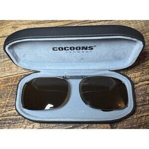 COCOONS Amber Tinted Metal Frame Polarized Sunglasses Eyeglasses Over Rx Clip-on